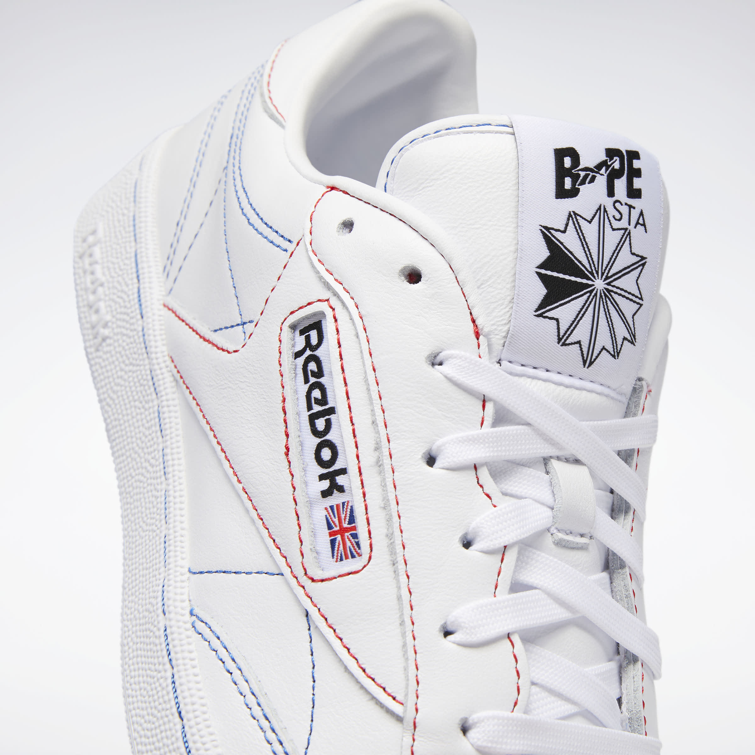 Bape x Reebok Club C Release Date Q47367 Midfoot Detail