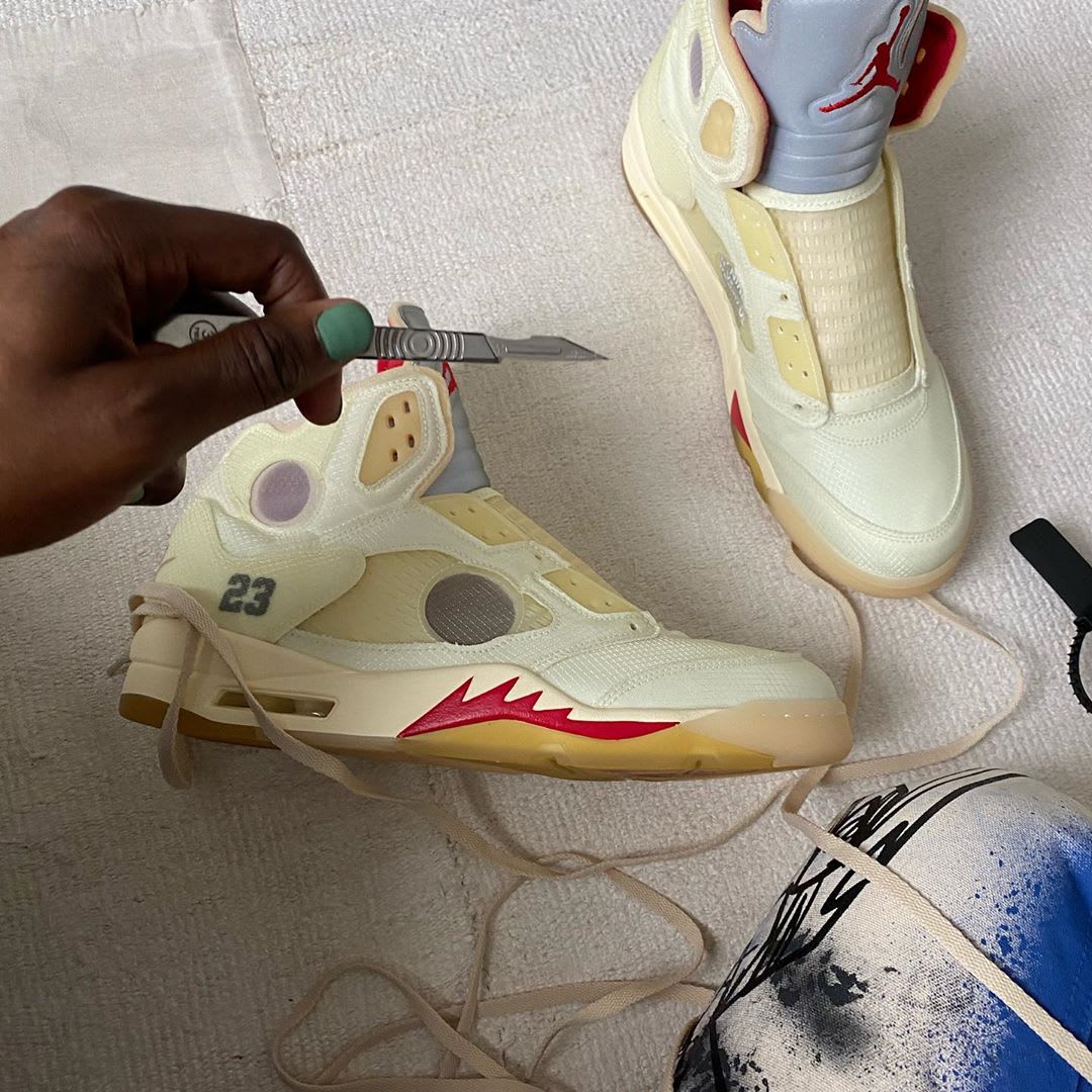 Off-White™ x Air Jordan 5 Sail Release Info & Photos