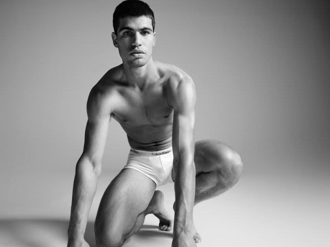 A Calvin Klein campaign image is shown