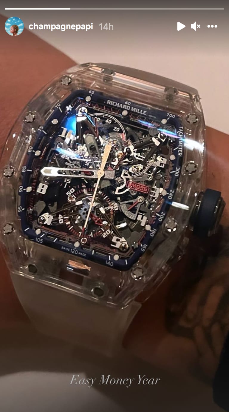 Drake wears an expensive watch.
