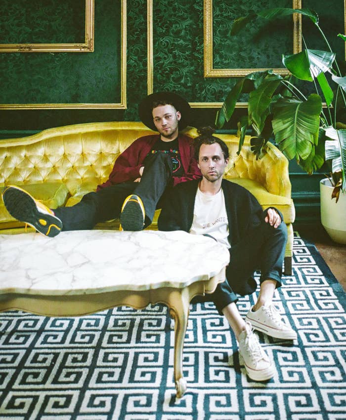 Brasstracks on a gold couch