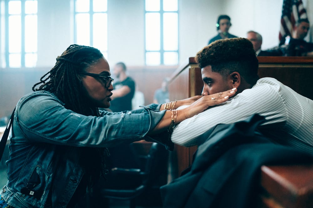 Ava DuVernay and Jharrel Jerome on the set of &#x27;When They See Us&#x27;