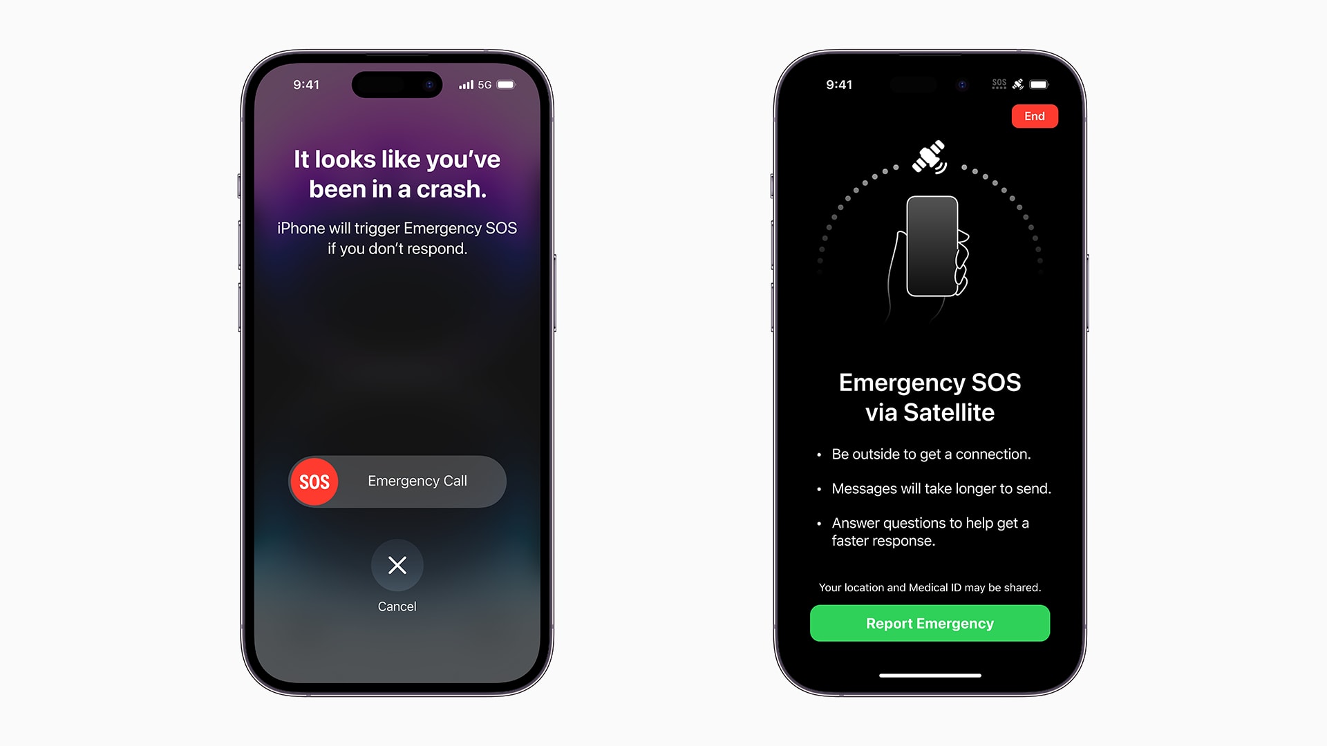 Apple iPhone 14 Crash Detection and Emergency SOS via Satelite