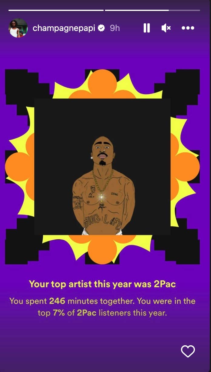 Instagram screenshot of Drake&#x27;s Spotify Wrapped