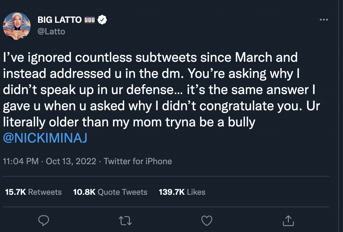 latto nicki minaf beef tweet 1