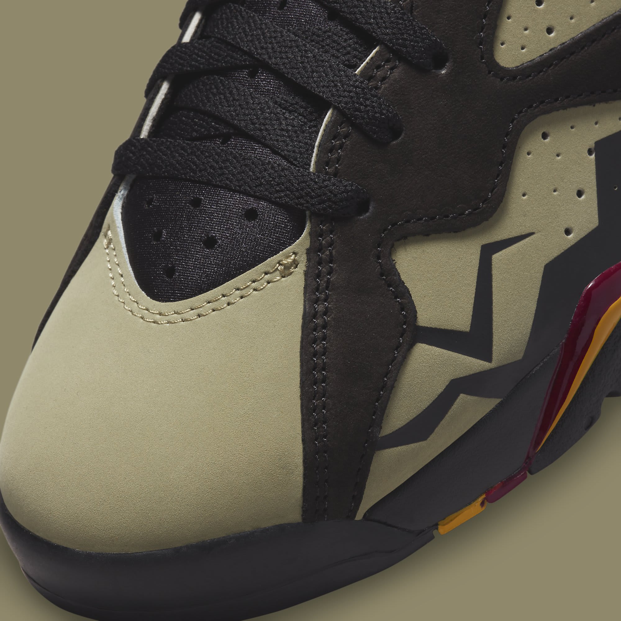 Air Jordan 7 VII Black Olive Release Date DN9782-001 Toe Detail