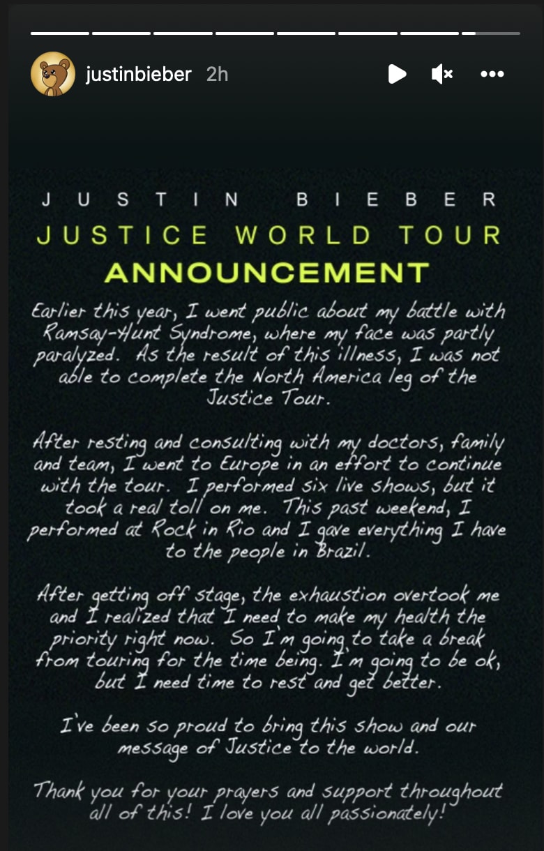 Justin Bieber Justice World Tour Announcement