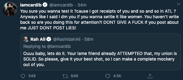 Cardi tweet