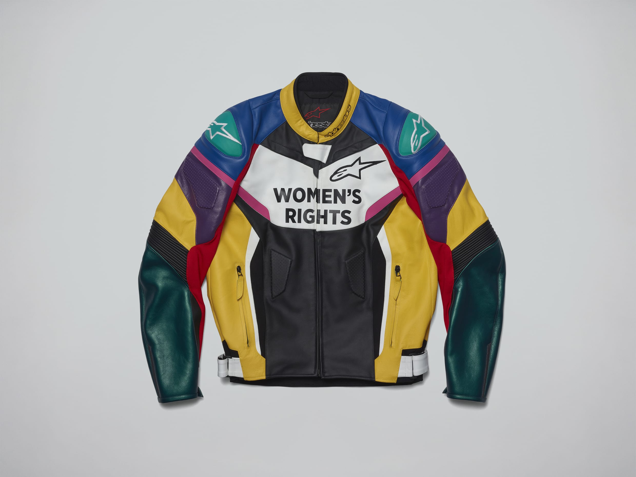 A moto jacket is pictured