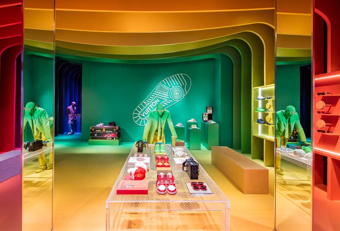 Louis Vuitton and Virgil Abloh Set Up Neon Green Shop in New York