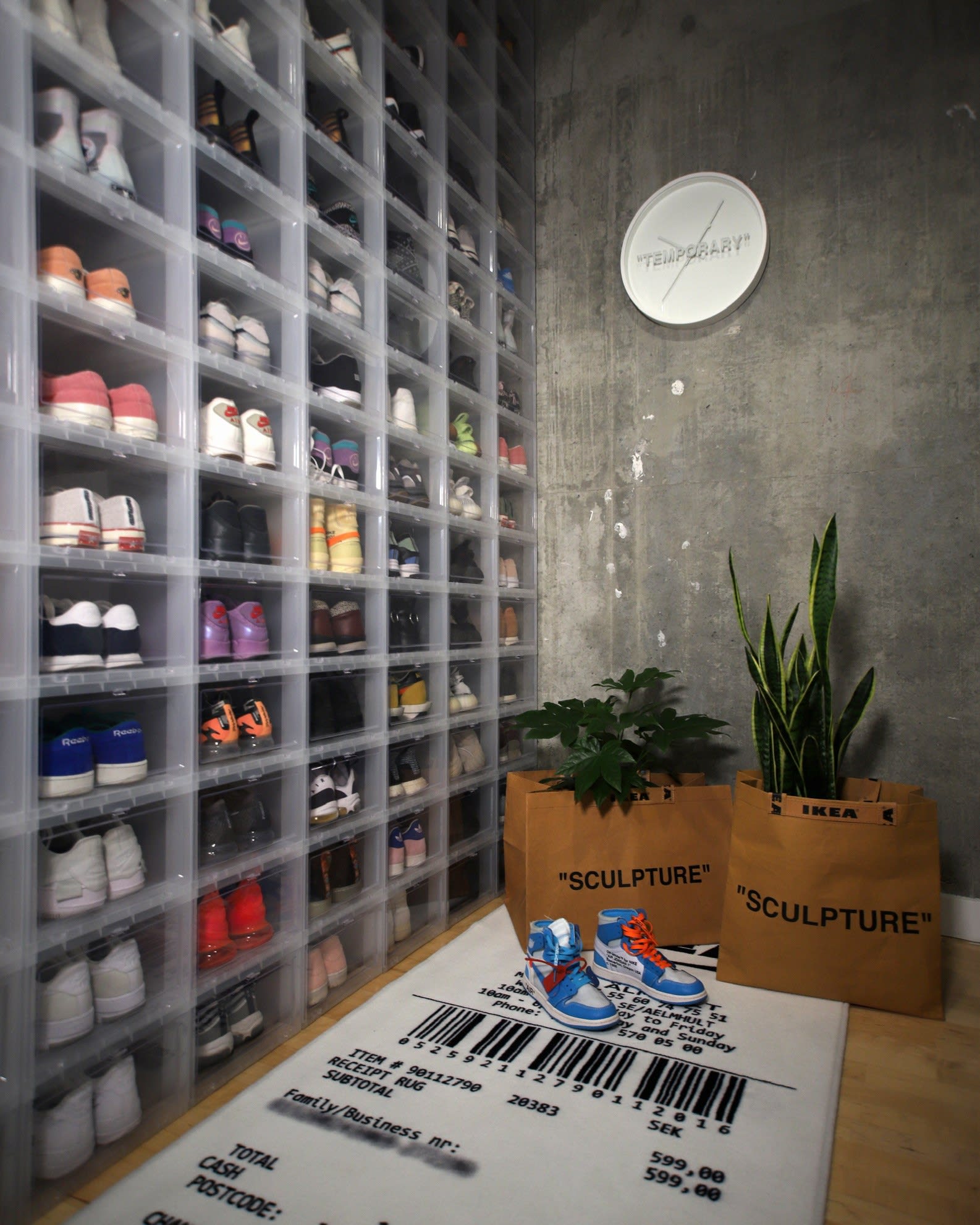 A closet filled with sneakers