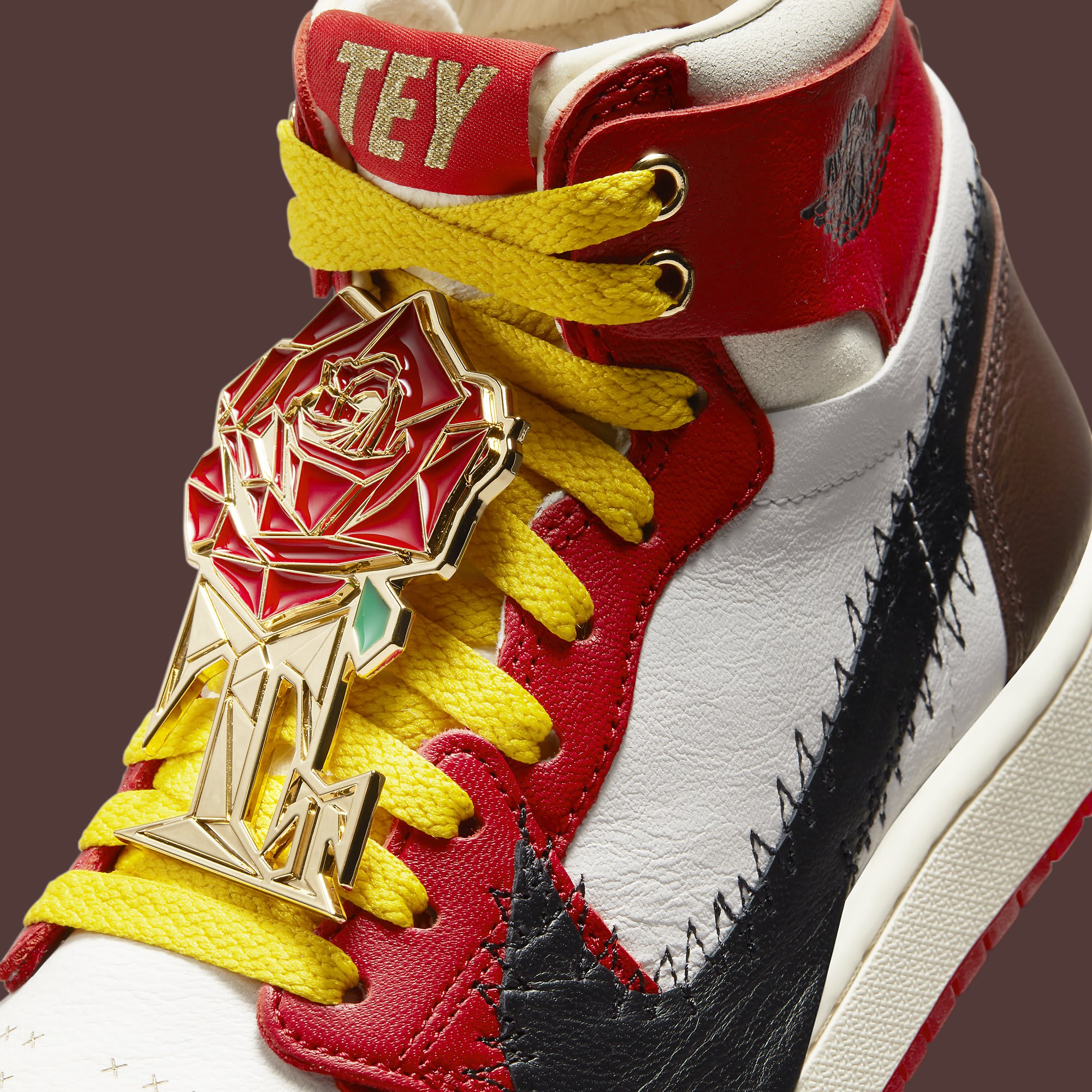 Teyana Taylor x Air Jordan 1 &#x27;A Rose From Harlem&#x27; FJ0604 601 Tongue