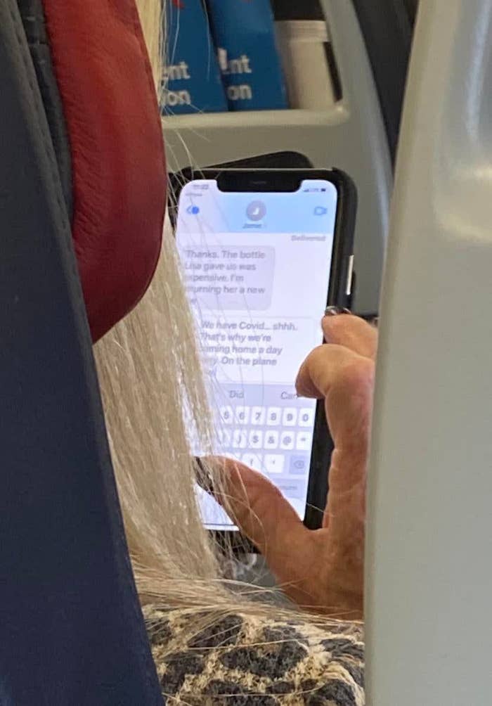 Redditors Shocked After Woman Catches Fellow Plane Passenger Texting: &#x27;We Have COVID ... Shhhh&#x27;