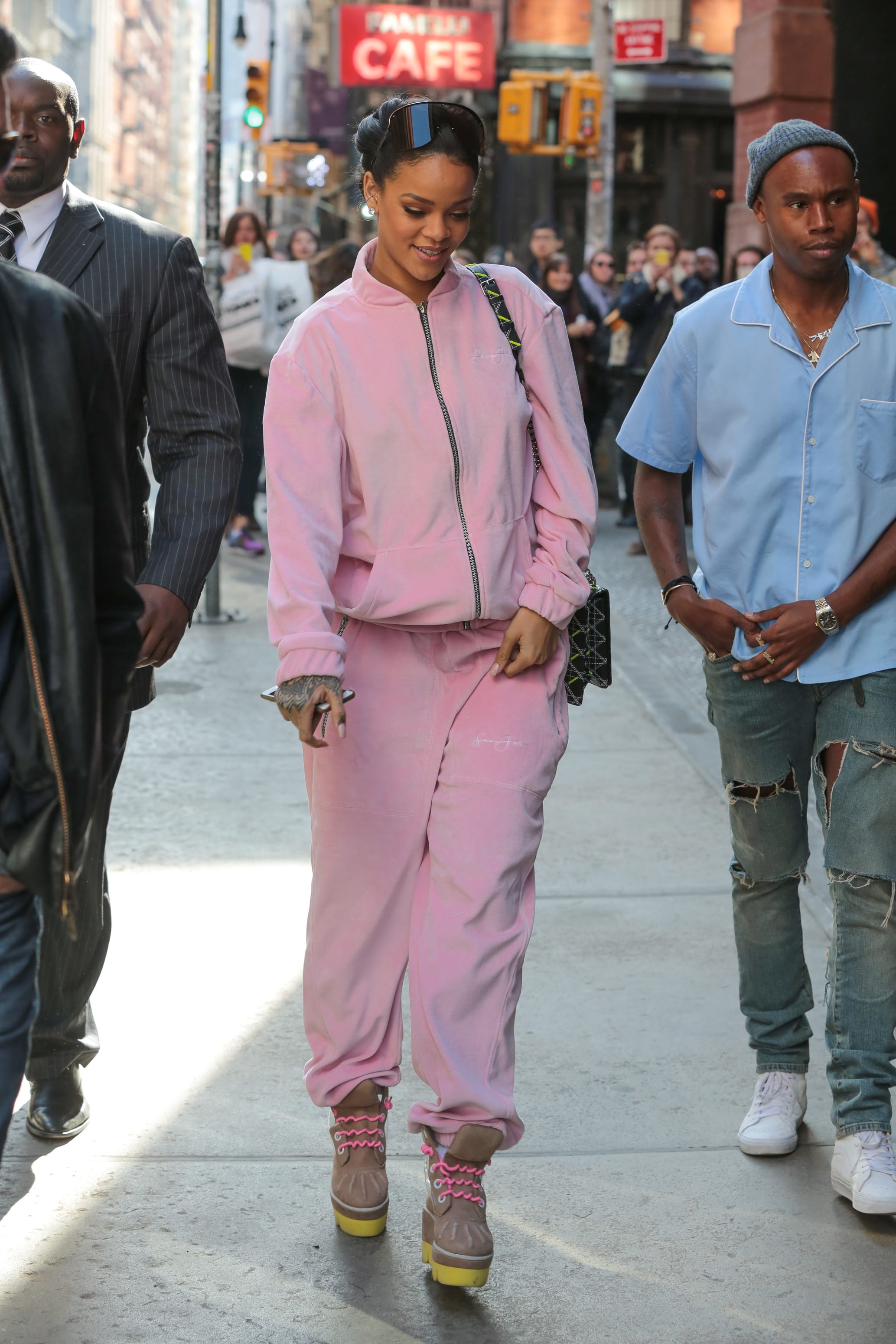 Rihanna Best Outfits Sean John Velour Track Suit