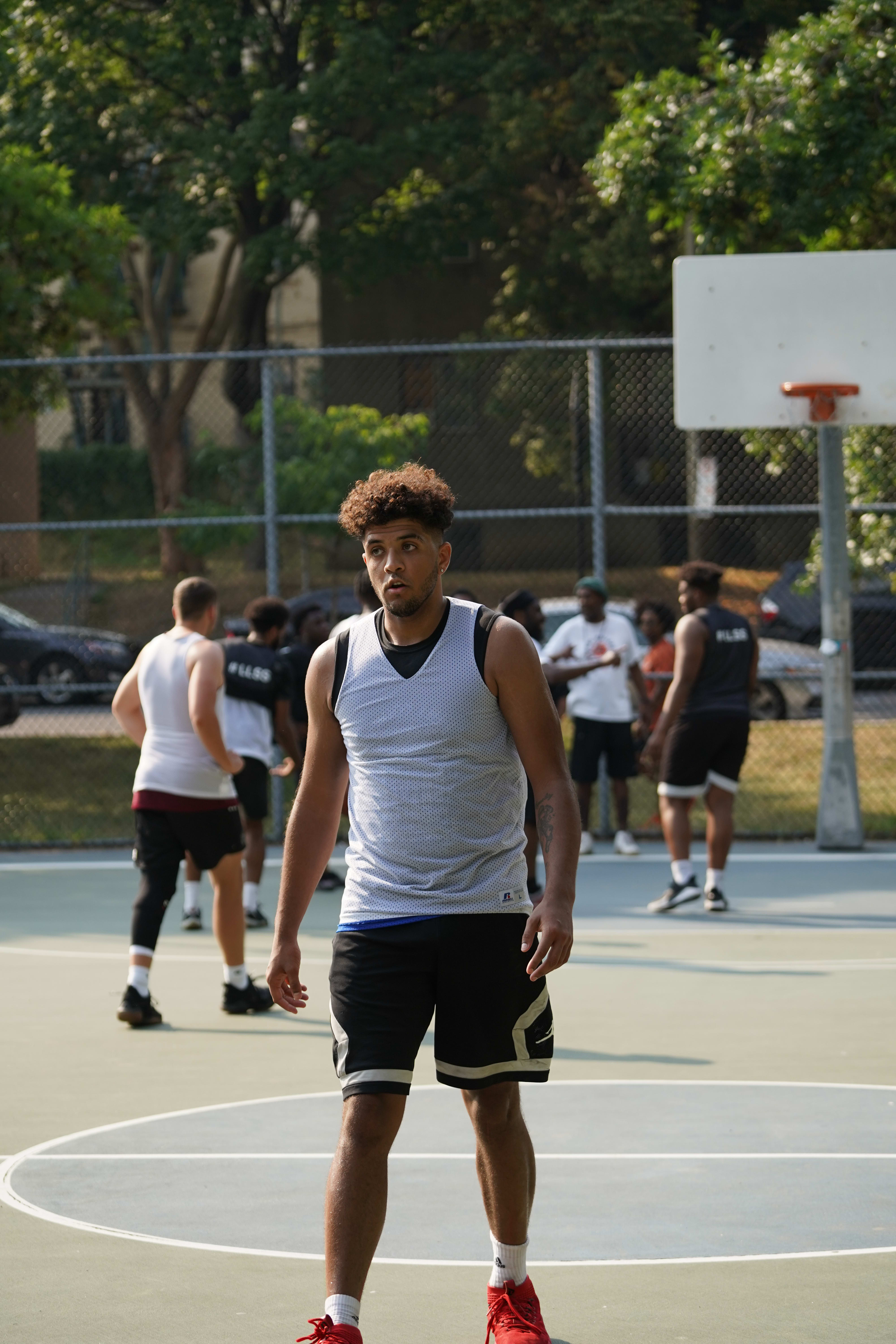 A basketball player walking