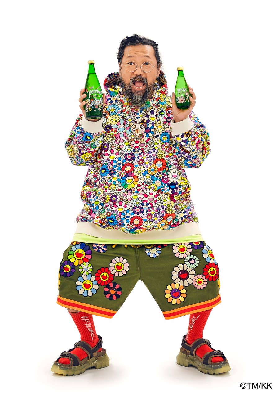 takashi murakami interview on his new collaboration with perrier featuring  original artwork
