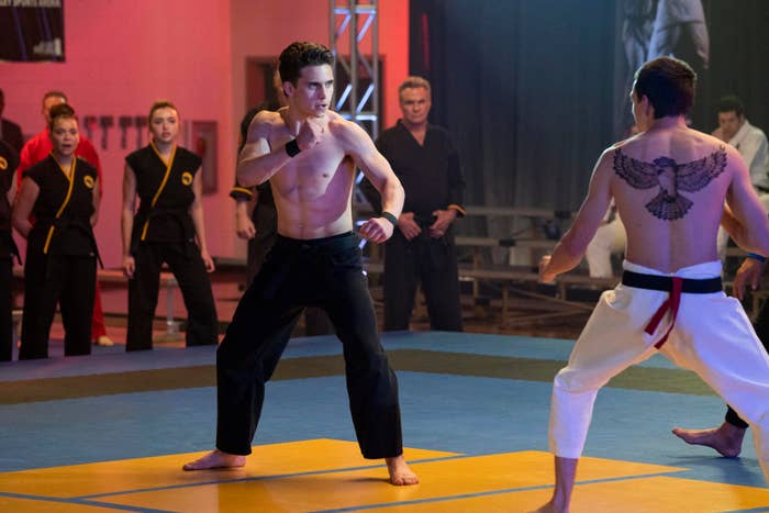 A fight scene on the show Cobra Kai