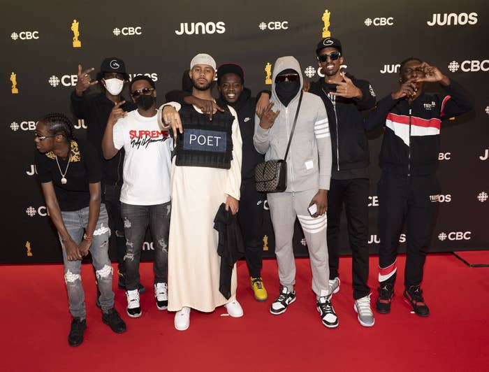 Mustafa with Regent Park crew at Junos Red Carpet