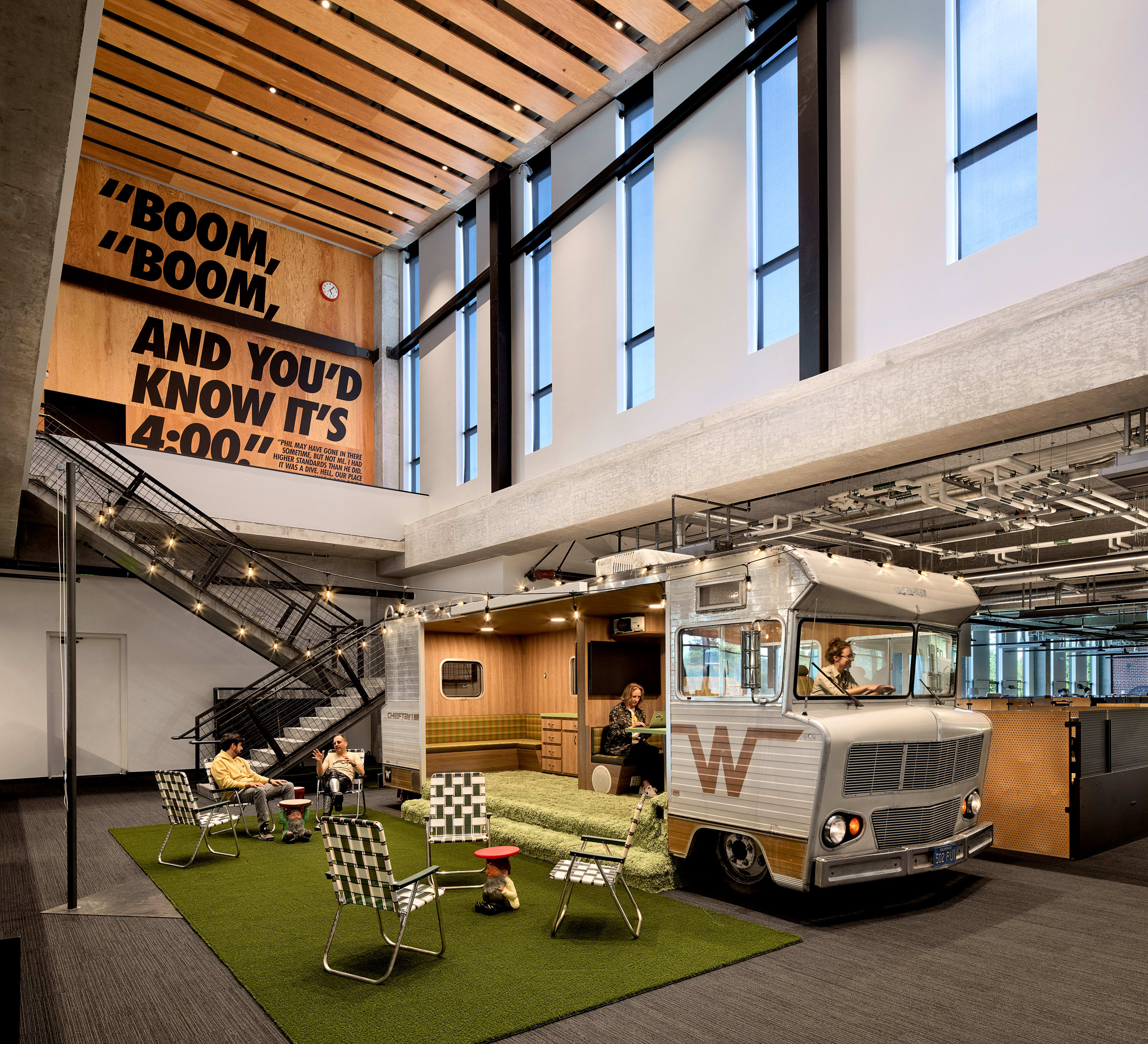A van inside the LeBron James Innovation Center references the early days of Nike, when Phil Knight sold shoes out of a van