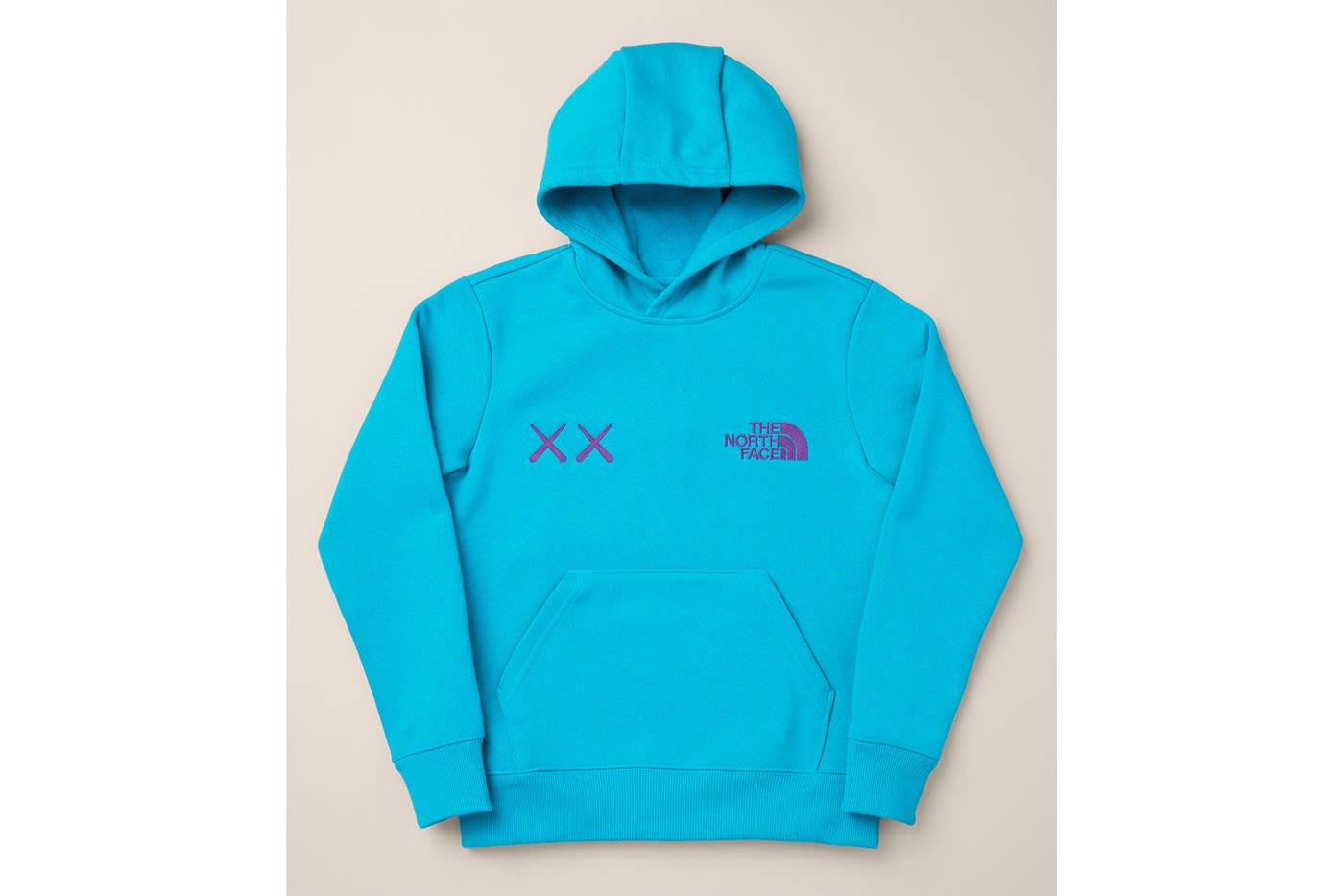 kaws x the north face hoodie blue