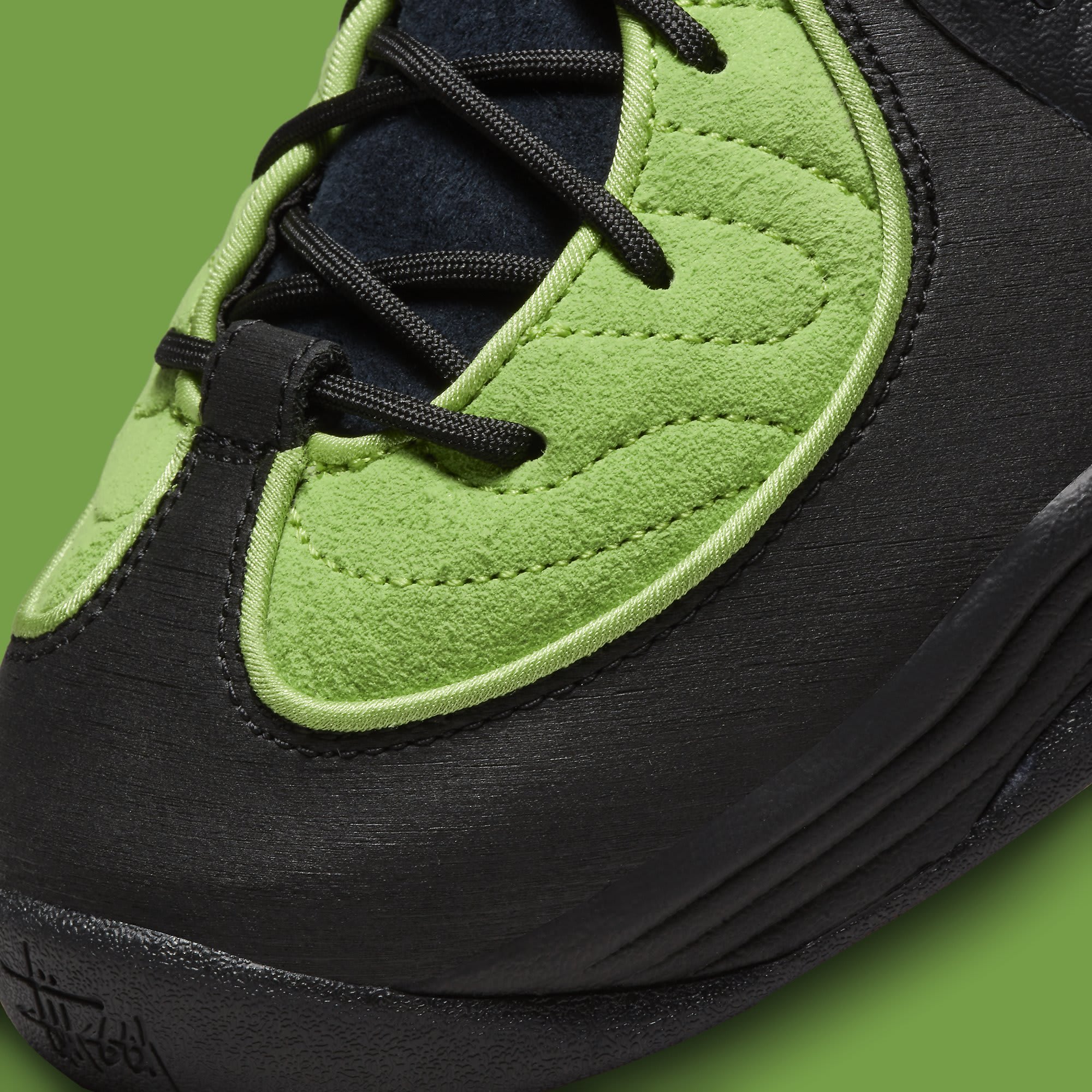 Stussy x Nike Air Penny 2 Black/Green DX6933 300 Toe