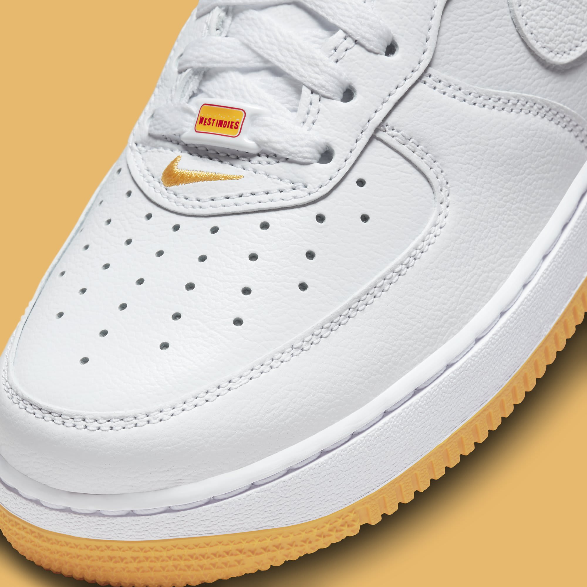 Nike Air Force 1 Low West Indies White Yellow Release Date DX1156-101 Toe Detail