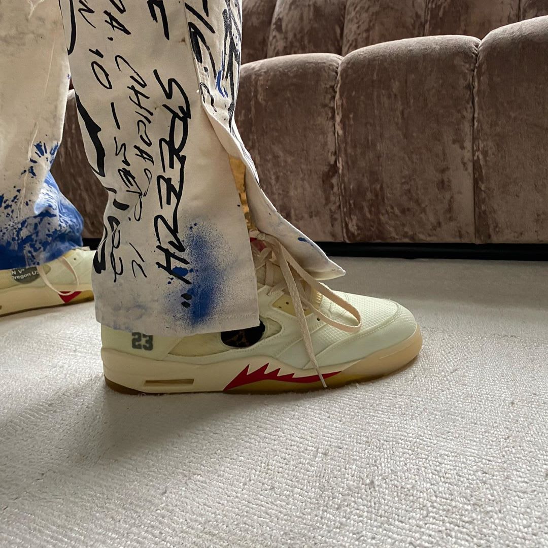 Off-White x Air Jordan 5 Sail Fire Red, Where To Buy, DH8565-100