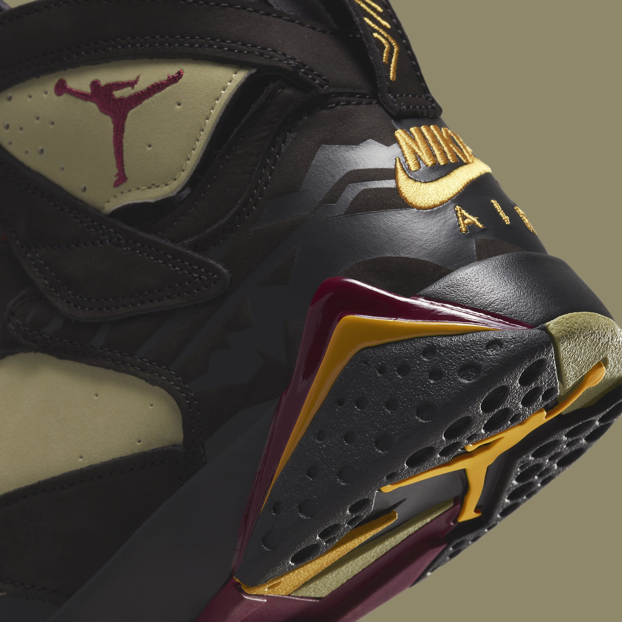 Air Jordan 7 VII Black Olive Release Date DN9782-001 Heel Detail