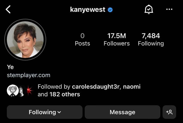Kris Jenner is seen as Kanye West&#x27;s profile picture