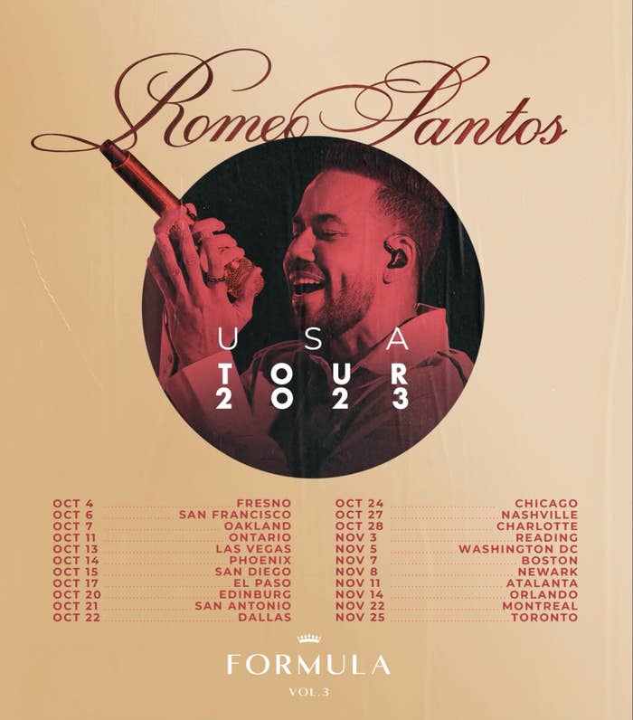 Poster for Romeo Santos&#x27; new tour dates.