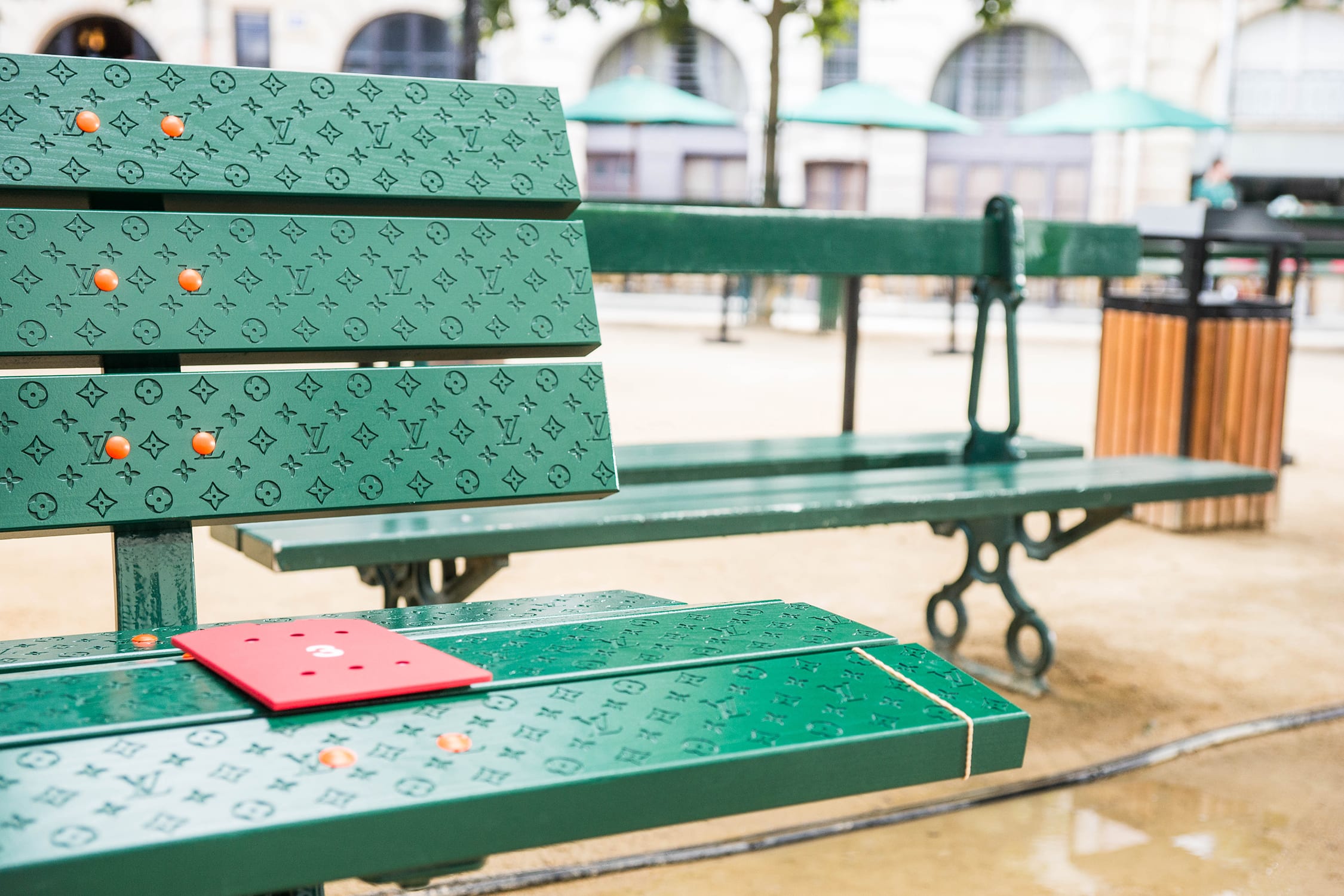Detailed Shot of the Louis Vuitton Bench for the men&#x27;s Spring Summer 2020 Runway Show.