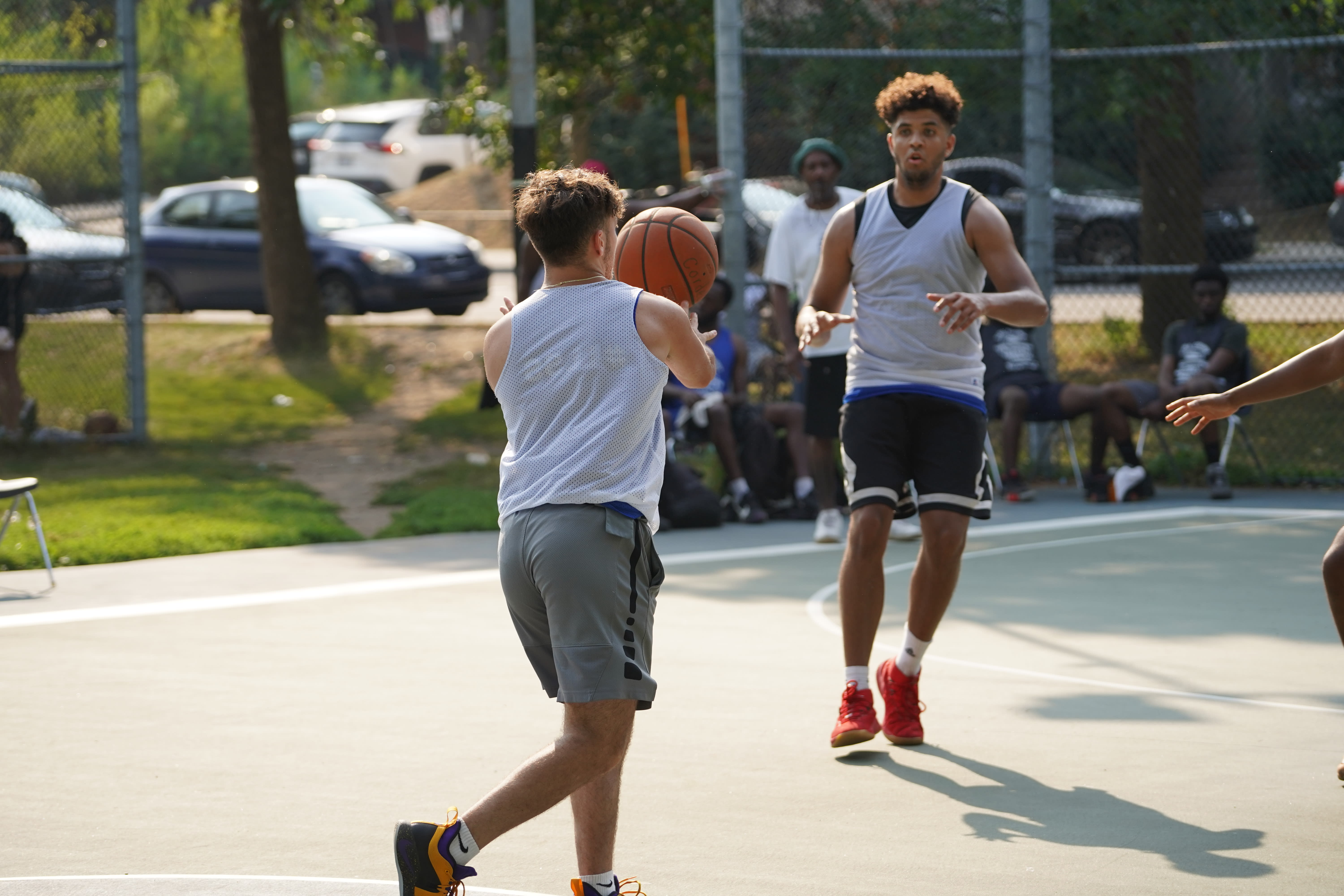 Basketball players in action