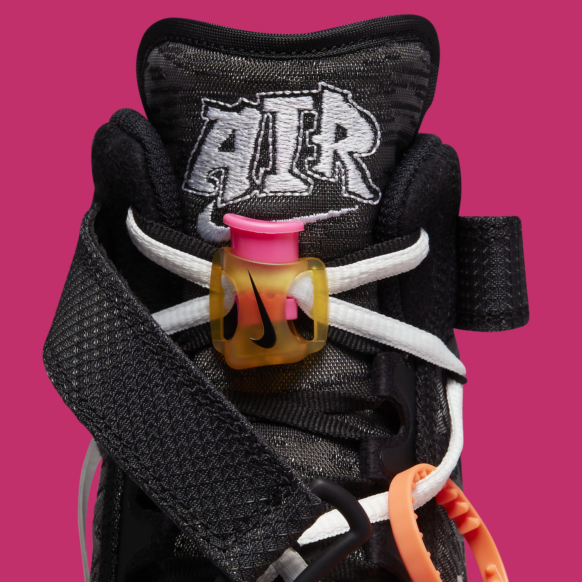 Off-White x Nike Air Force 1 Mid &#x27;Black&#x27; DO6290 001 Tongue