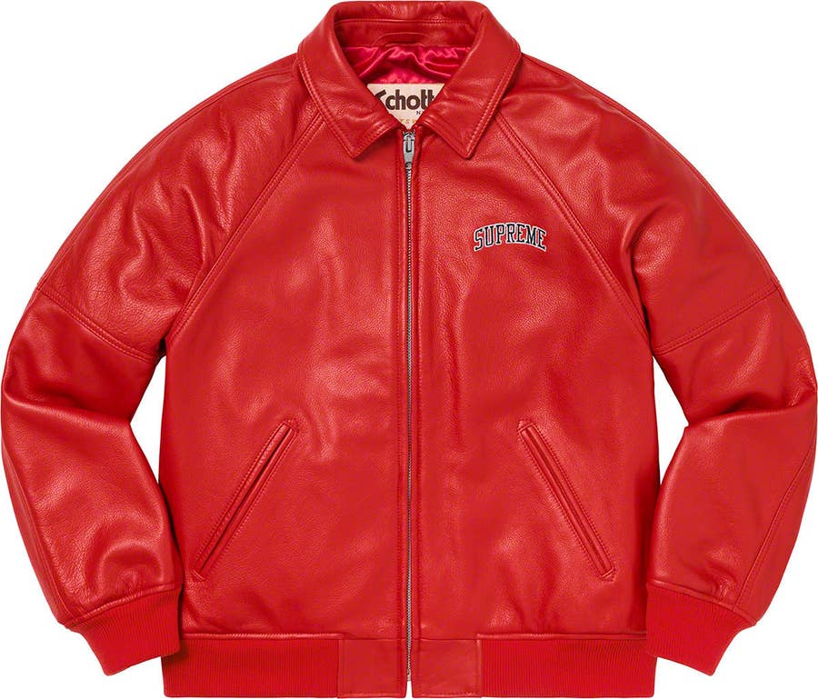 Supreme Worn Leather Varsity Jacket Red Men's - SS19 - US