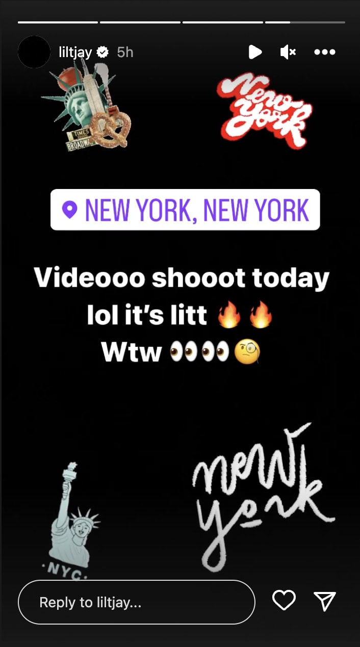 Screenshot from Lil Tjay&#x27;s Stories on shooting music video.