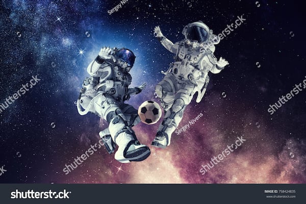 Astronaut play soccer game