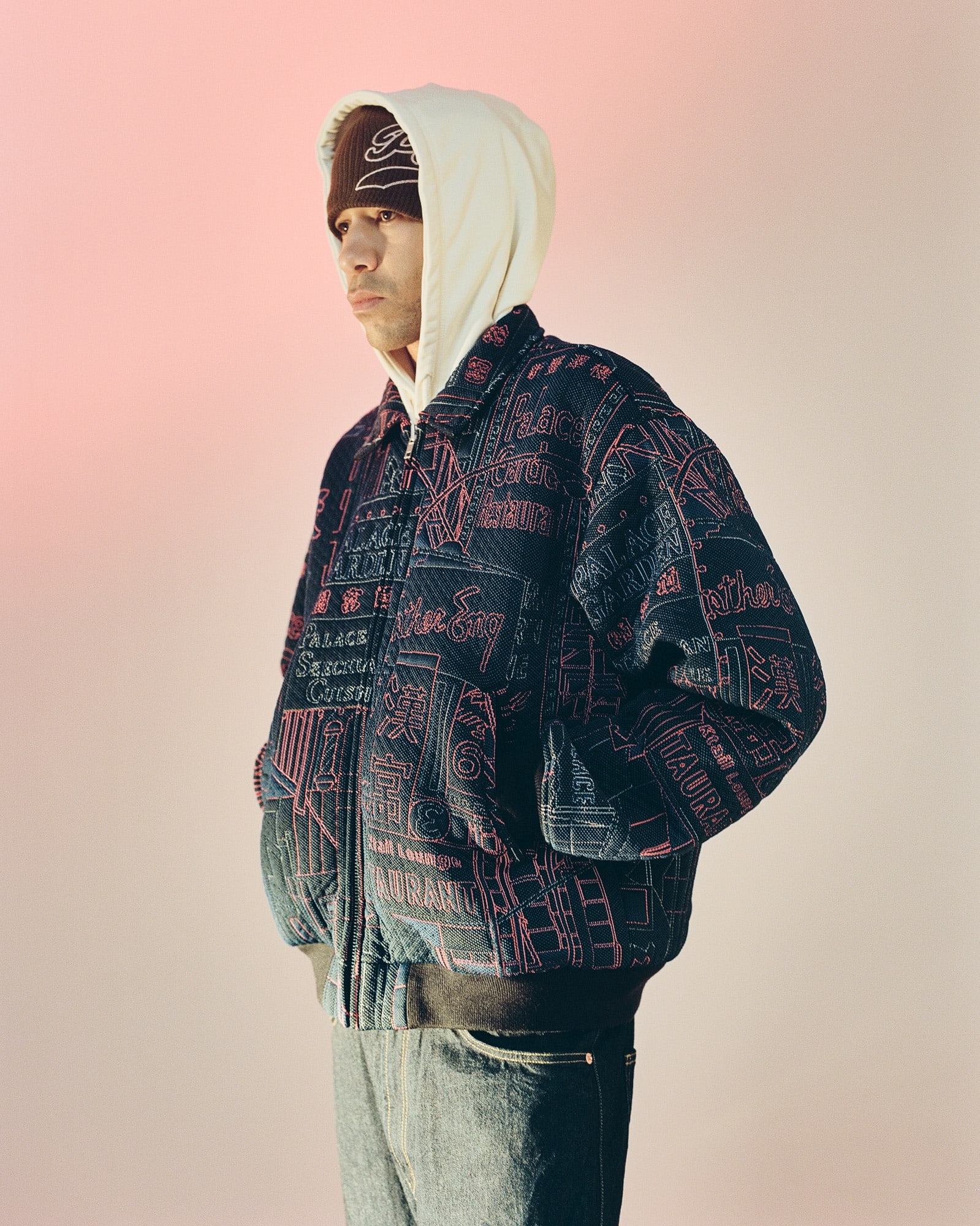 Palace lookbook model is shown
