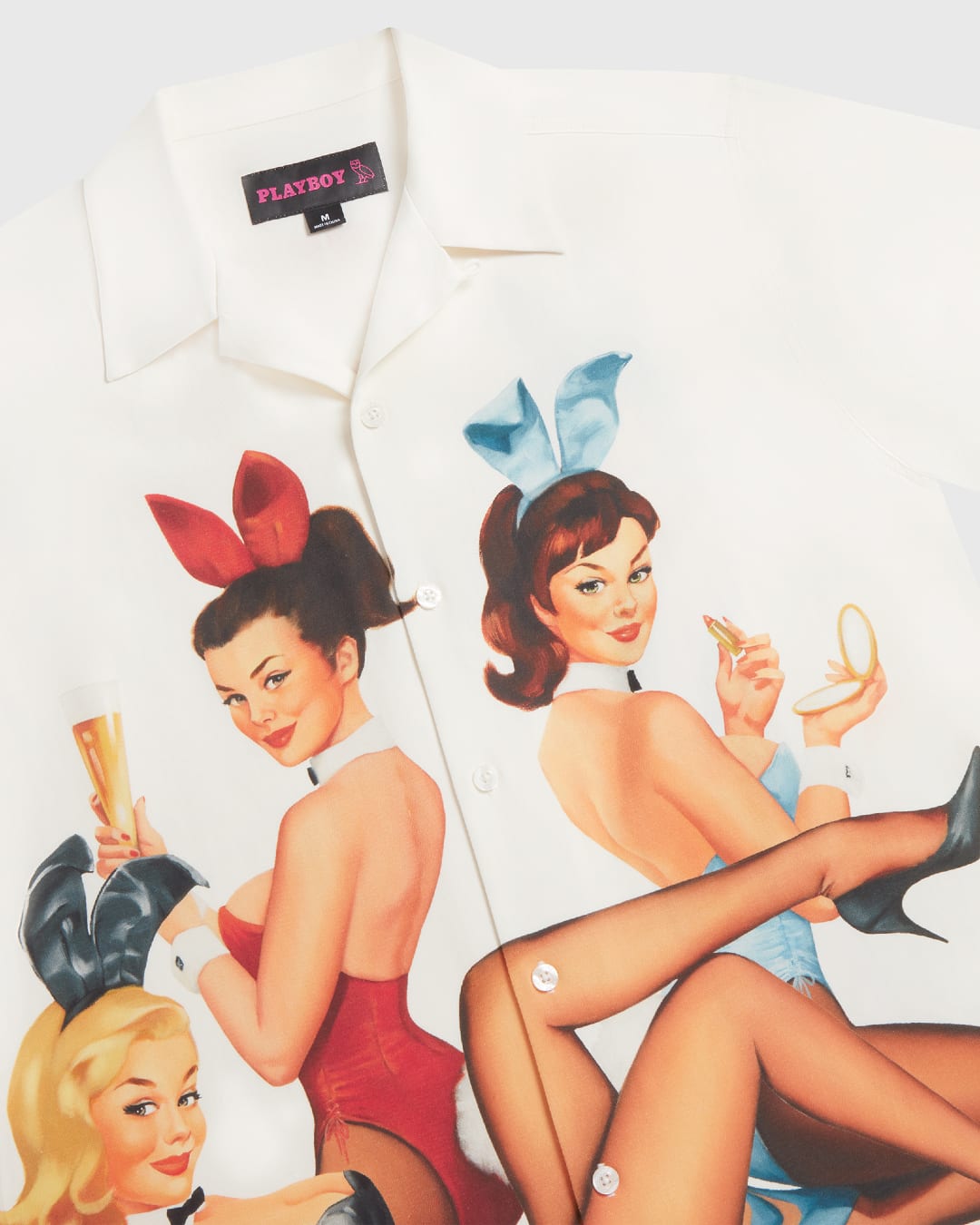 A button-up featuring vintage pinup Playboy bunnies