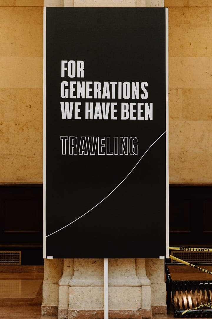White text on a black background that says &quot;FOR GENERATIONS WE HAVE BEEN TRAVELLING&quot;