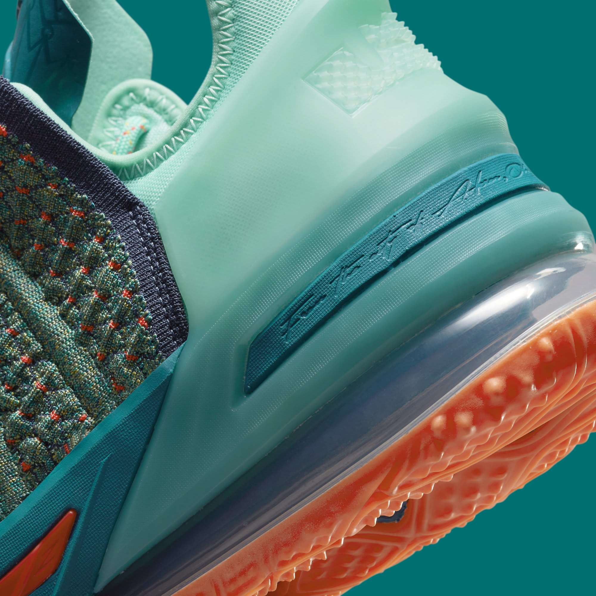 Nike LeBron 18 We Are Family Release Date CQ9283-300 Heel Detail
