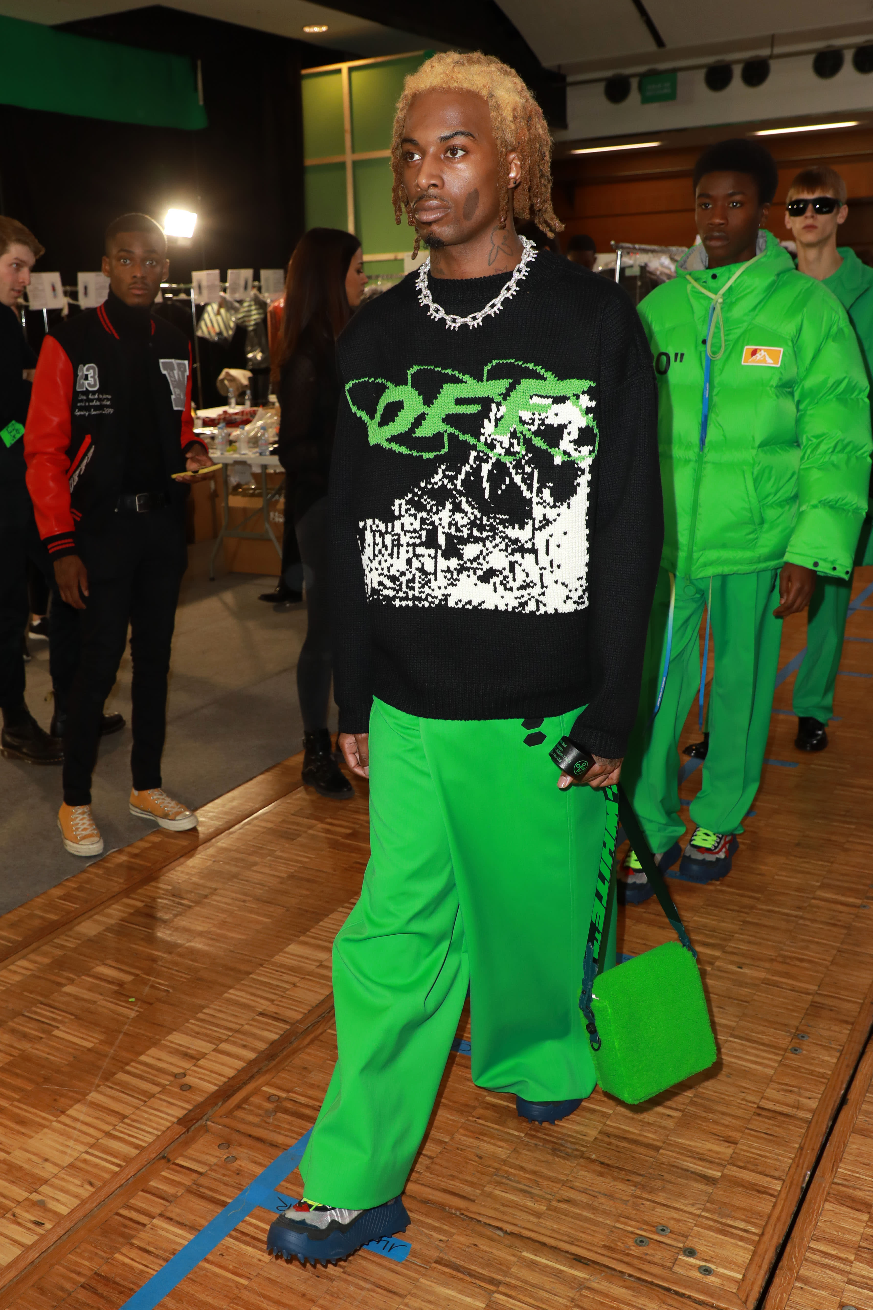 Playboi Carti Backstage At Off-White&#x27;s Runway Show