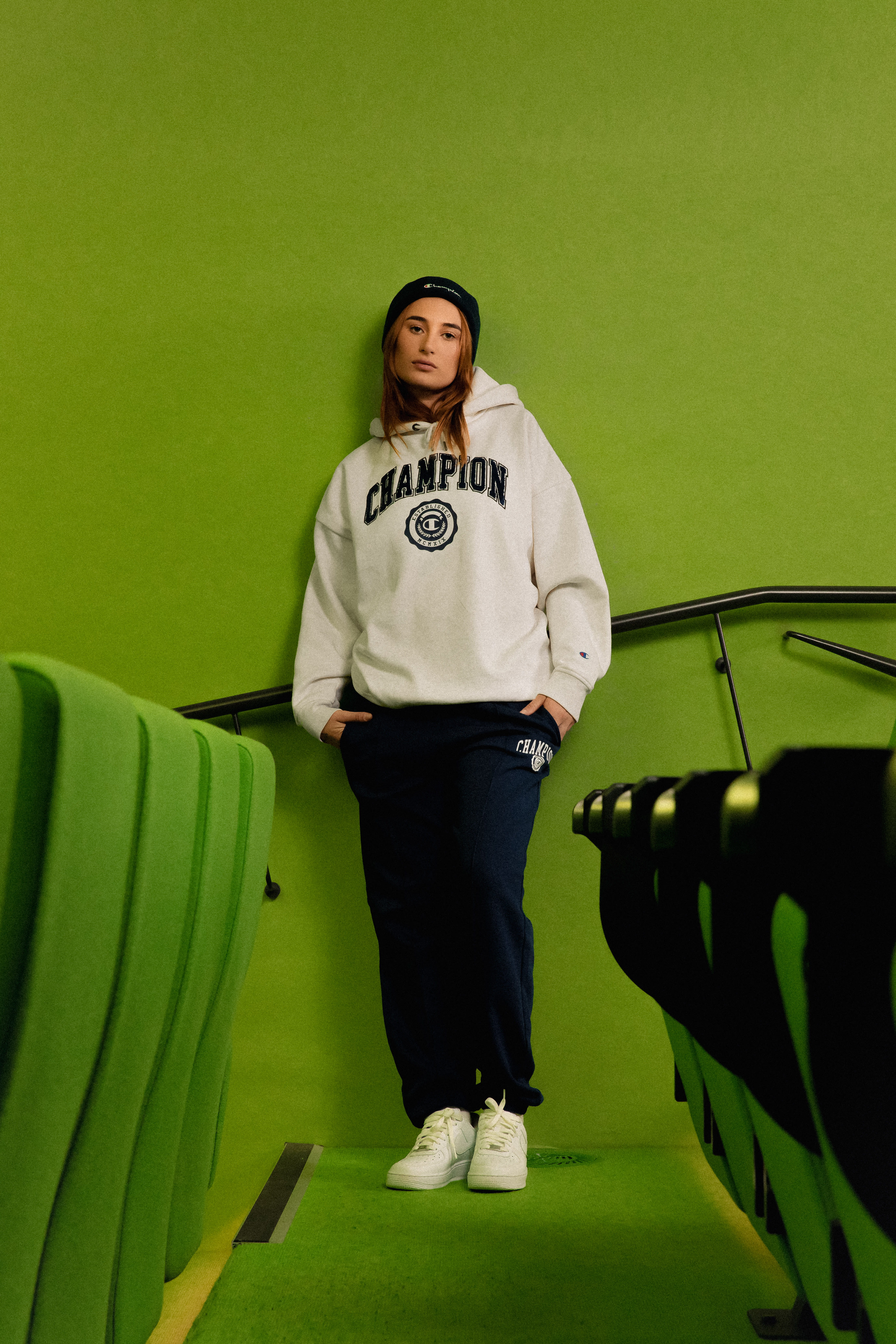 Gia Vorne for JD Sports and Champion&#x27;s latest collab, &quot;Champions in Session&quot;.