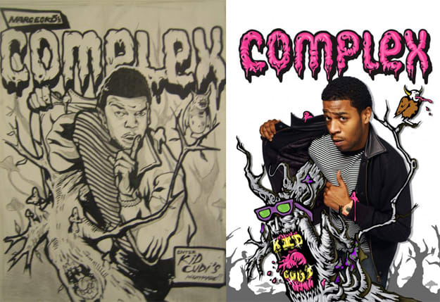 Augor sketching out an idea for the Kid Cudi Complex Cover