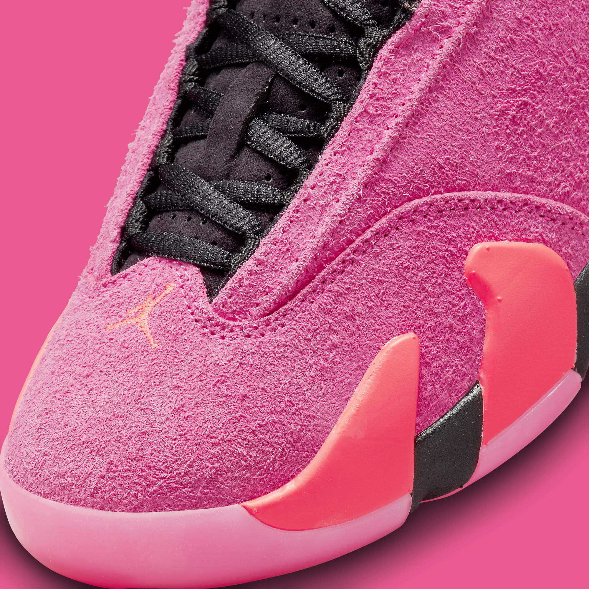 Air Jordan 14 Women&#x27;s &#x27;Shocking Pink&#x27; DH4121 600 Toe
