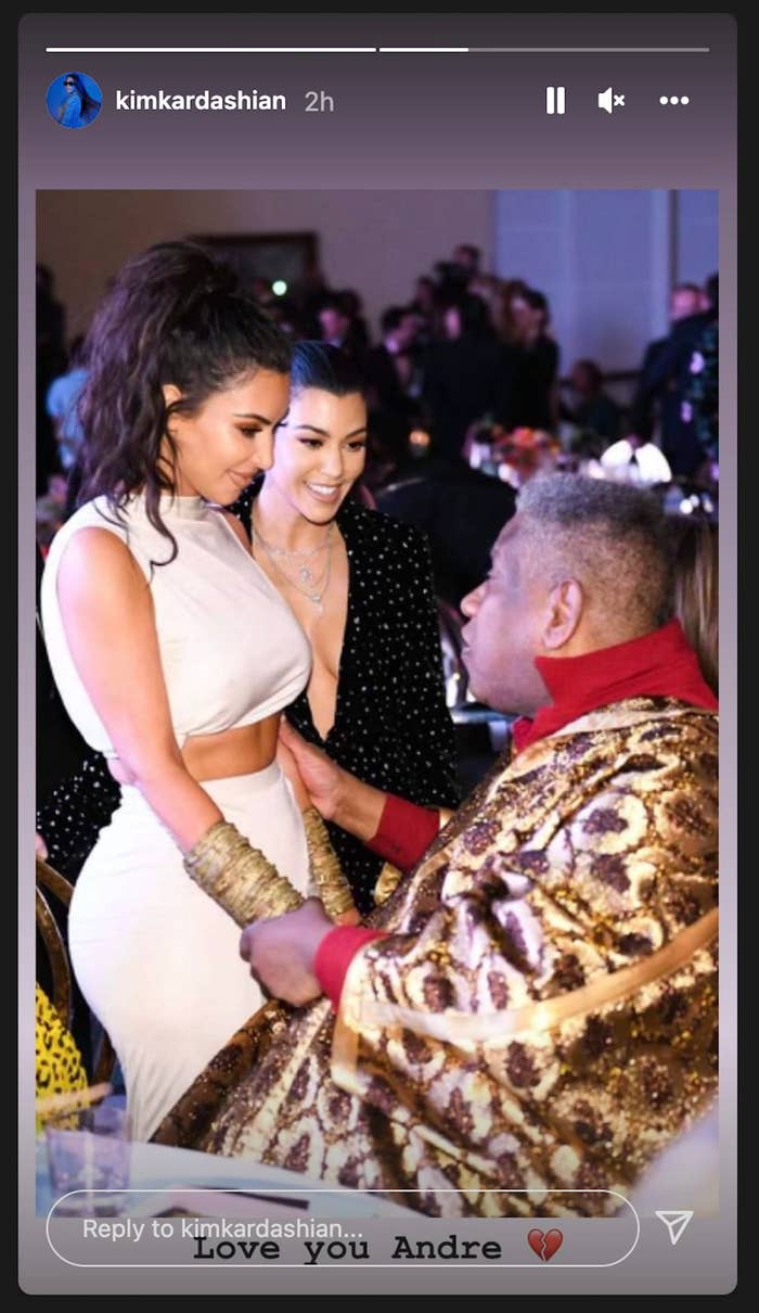 Screenshot of Kim K paying tribute to Andre Leon Talley