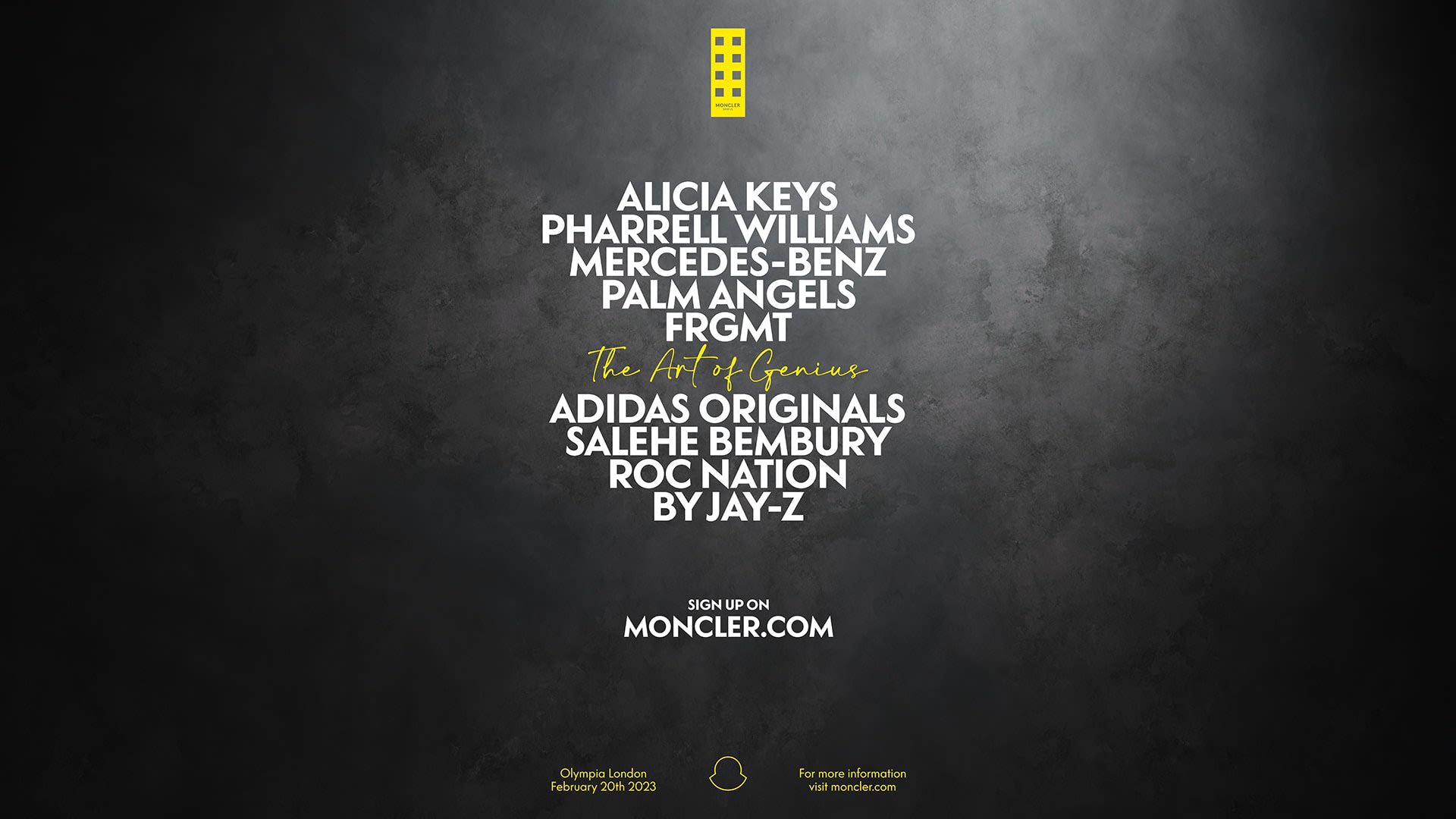 Moncler lineup flyer is pictured