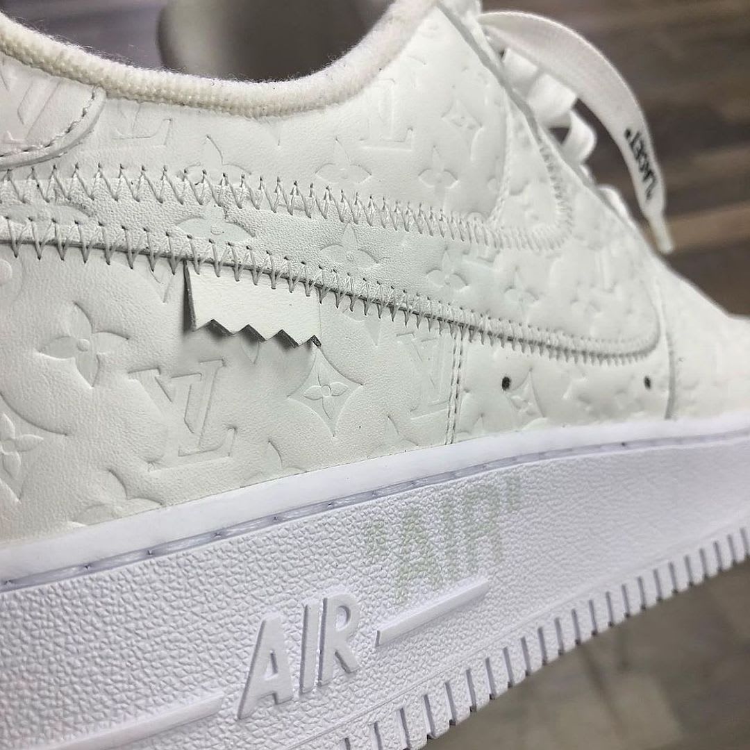 White Louis Vuitton x Nike Air Force 1s posted by Virgil Abloh
