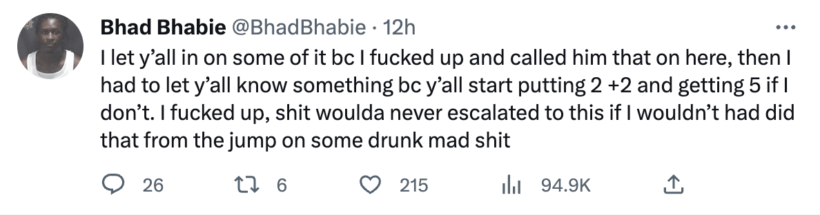 bhad bhabie tweet for news post