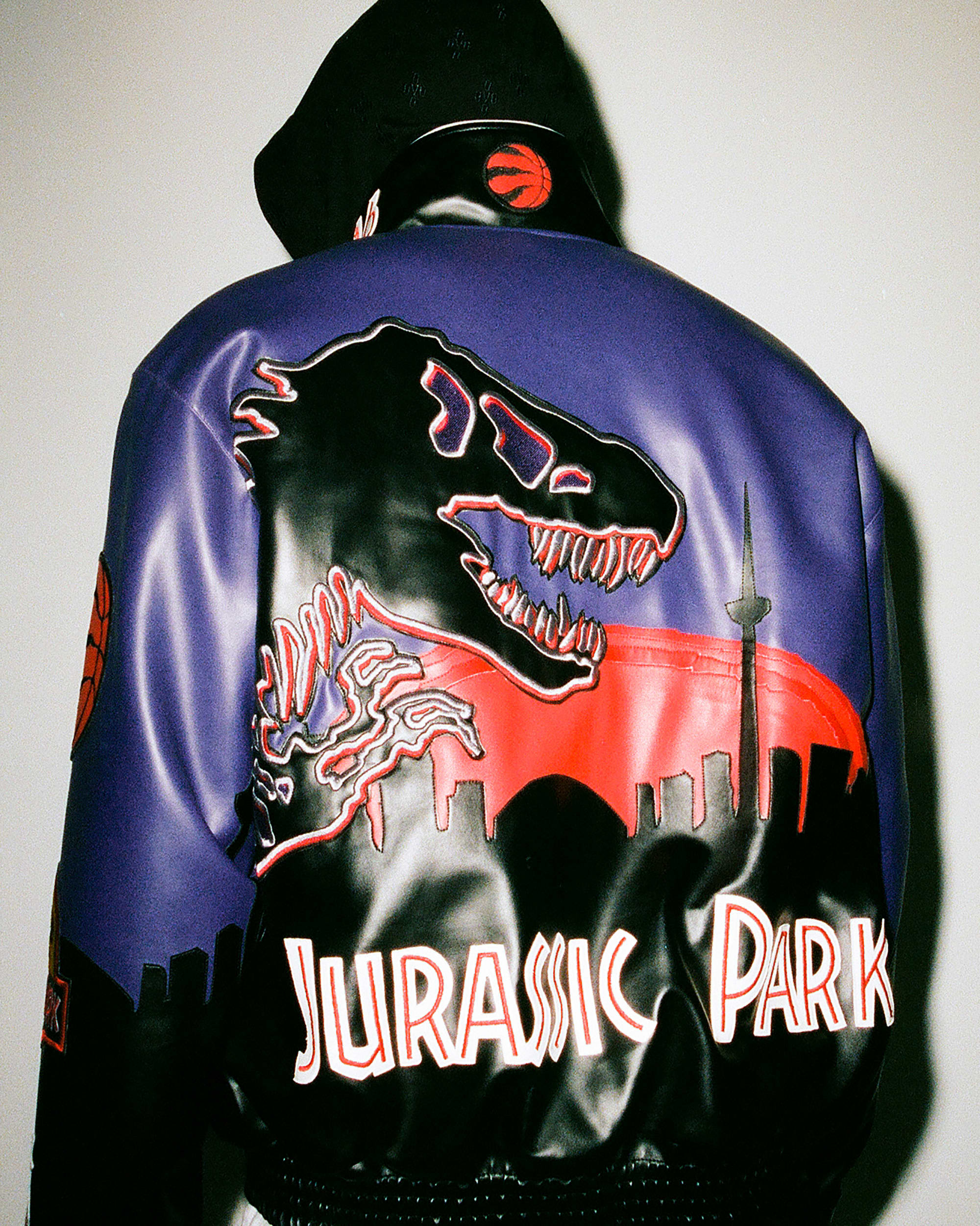 The OVO x Toronto Raptors Jurassic Park jacket