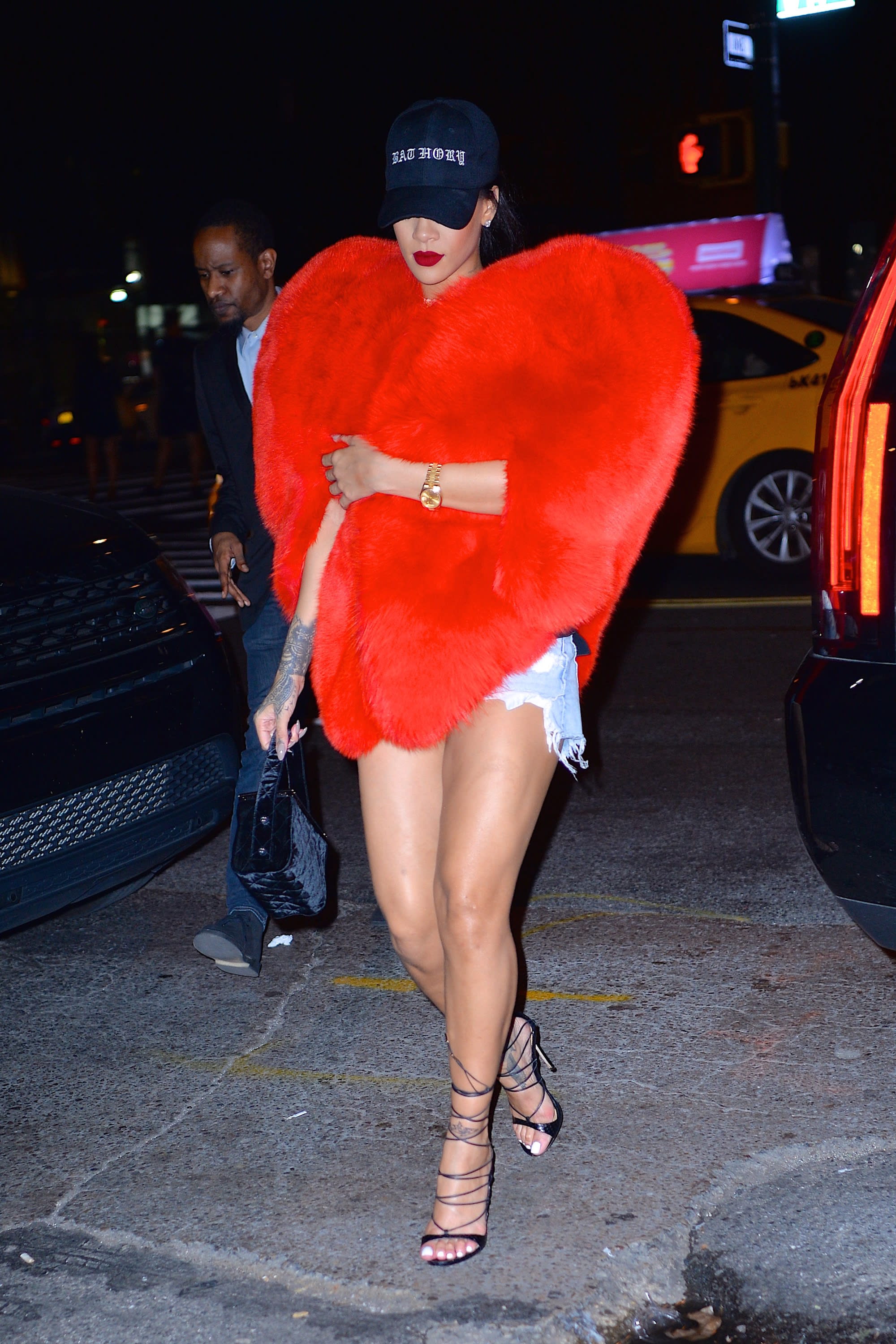 Rihanna Best Outfits YSL Heart Cape